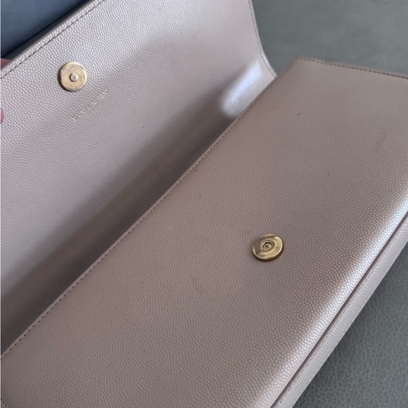 Yves Saint Laurent Gold Logo Beige Clutch - Picture 3 of 9